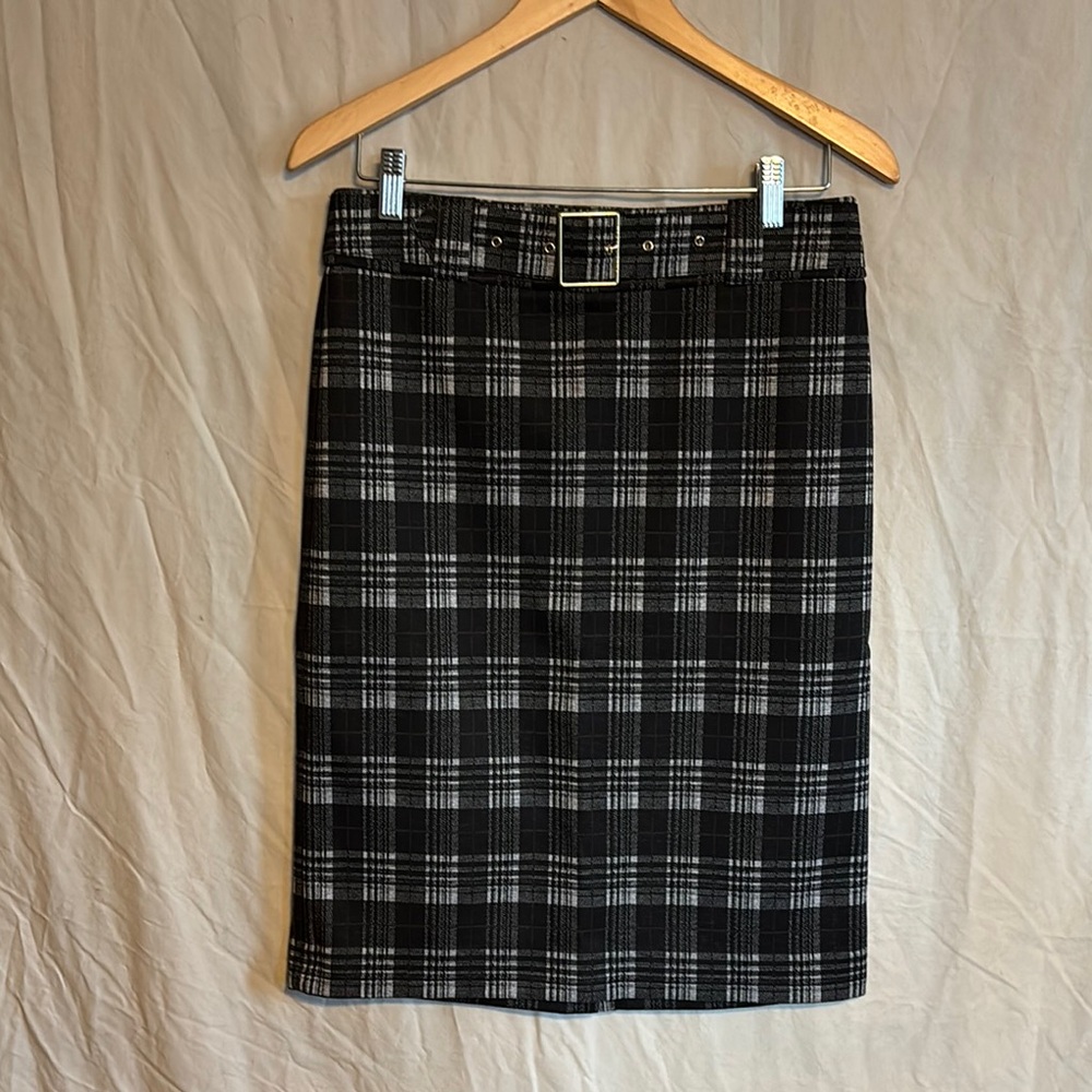 Anne Klein Plaid Black and Gray Women's Skirt